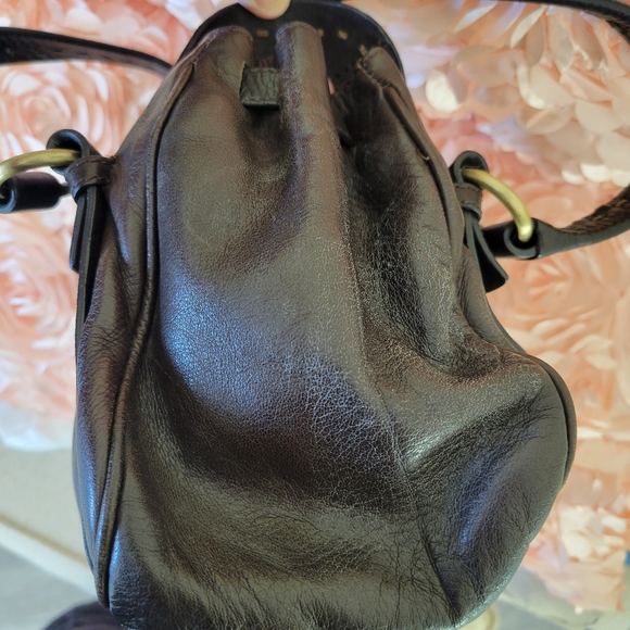 GENUINE LEATHER AND COTON LINING HANDBAG, MEDIUM SIZE 13X8X5.22" LONG HANDLES. - Picture 7 of 10